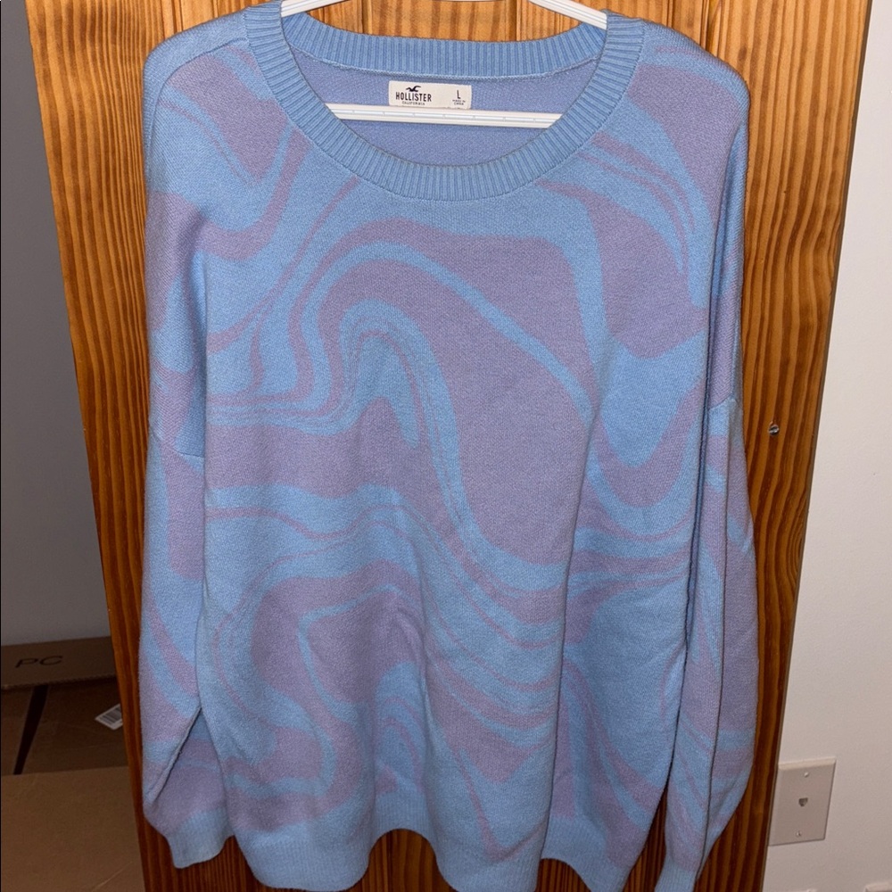 Hollister Pastel Blue and Lavender Swirl Sweater